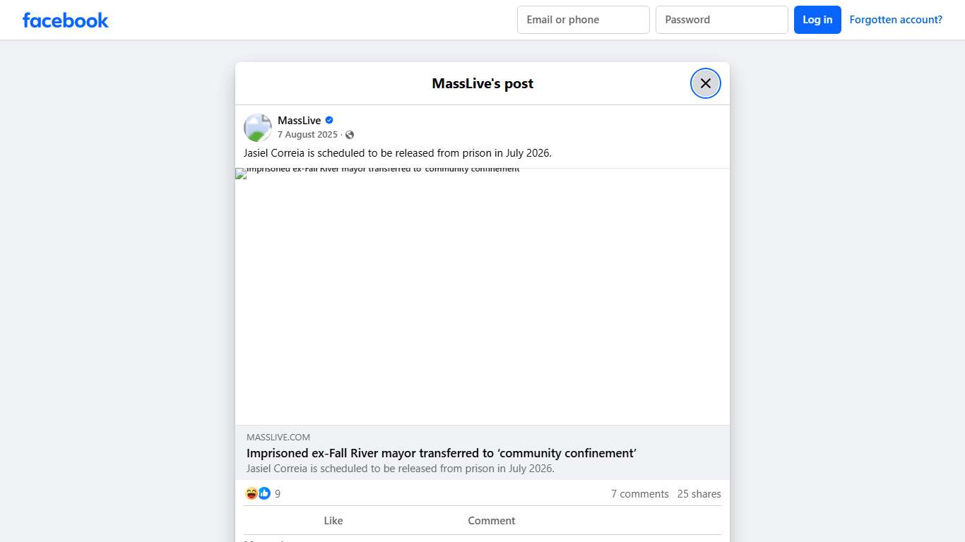 MassLive - Jasiel Correia is scheduled to be released from... Facebook