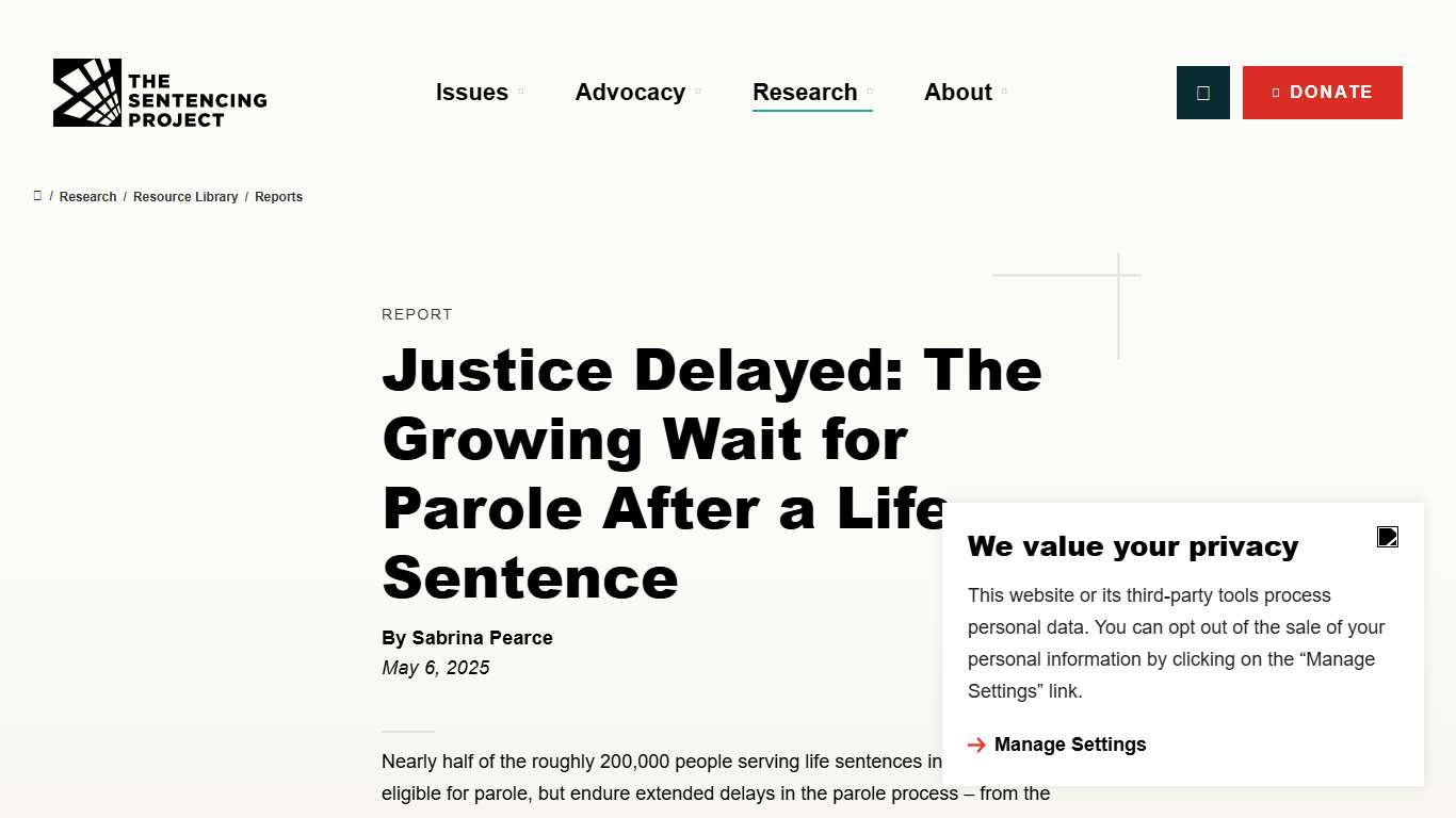 Justice Delayed: The Growing Wait for Parole After a Life Sentence – The Sentencing Project